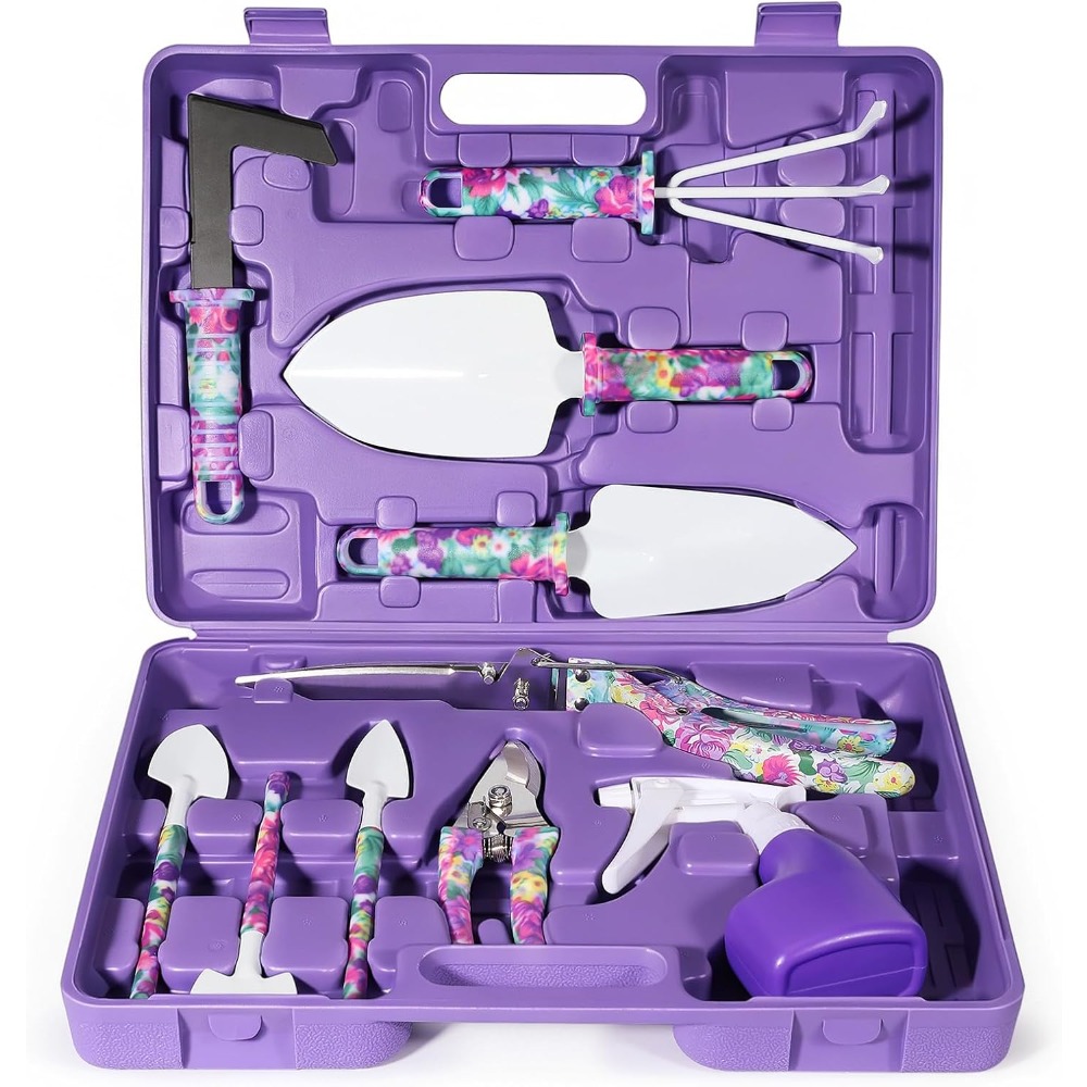 Gardening Tools For Women - 10-delige tuingereedschapset met bloemenprint koffer: Ideaal