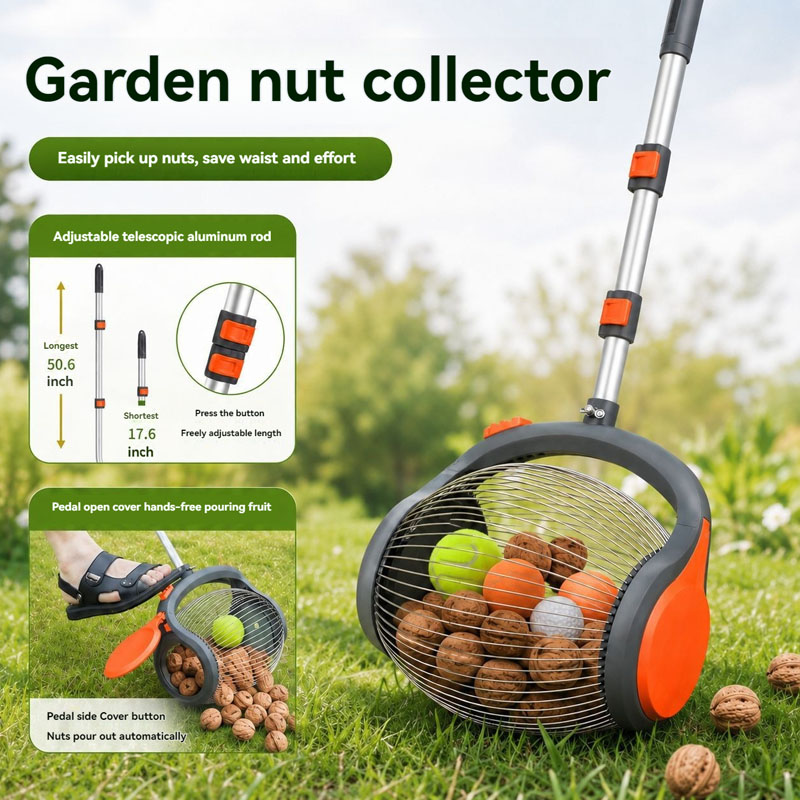 Gardening Hand Tools Yard - 50,6 inch lichtgewicht notenopvanger, rollende plukker