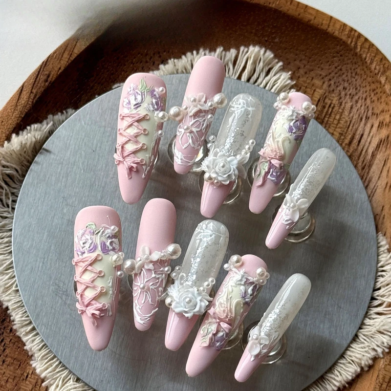 Gardening Tools Pink - Nail Art met nagel driedimensionaal handgemaakt